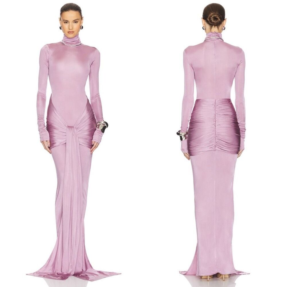 Helsa Slinky Jersey Sarong Maxi Dress in Elderberry Size XS $328